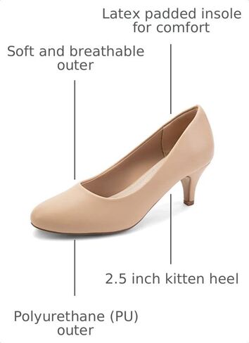 Greatonu Women’s Round Toe Low Heel Pumps Kitten Heels Closed Toe Dress Pumps Shoes Wedding Party Shoes Work Heels in Kuwait