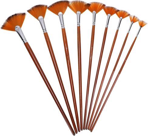 9pcs Nylon Hair Fan Paintbrush Set, for Oil Painting and Art in Kuwait