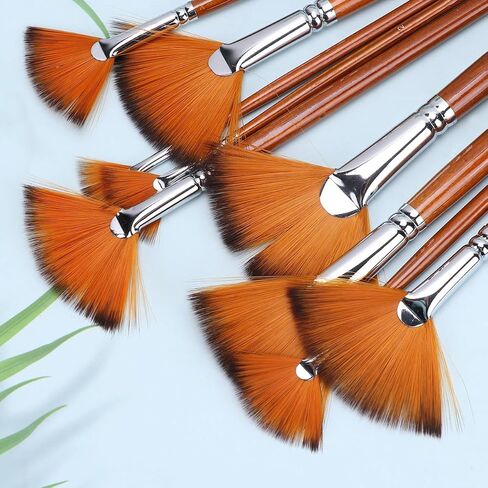 9pcs Nylon Hair Fan Paintbrush Set, for Oil Painting and Art in Kuwait