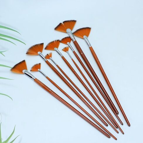 9pcs Nylon Hair Fan Paintbrush Set, for Oil Painting and Art in Kuwait