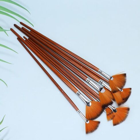 9pcs Nylon Hair Fan Paintbrush Set, for Oil Painting and Art in Kuwait