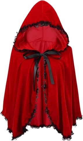 TOONRAIN Womens Velvet Little Red Riding Hood Cape Halloween Christmas Short Cloak Fairytale Costume in Kuwait