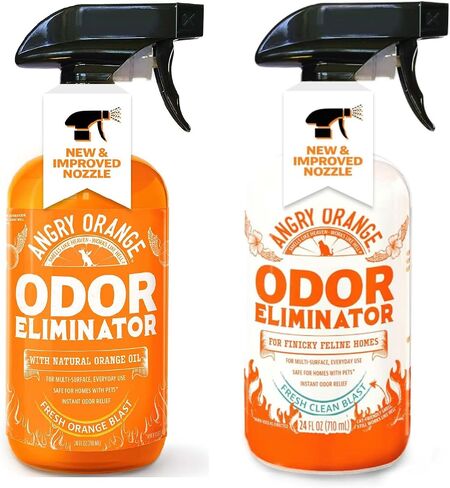 ANGRY ORANGE Dual Scent Pet Odor Eliminator – Citrus & Fresh Spray for Dog and Cat Urine, Carpet Stains, and Strong Smells in Kuwait