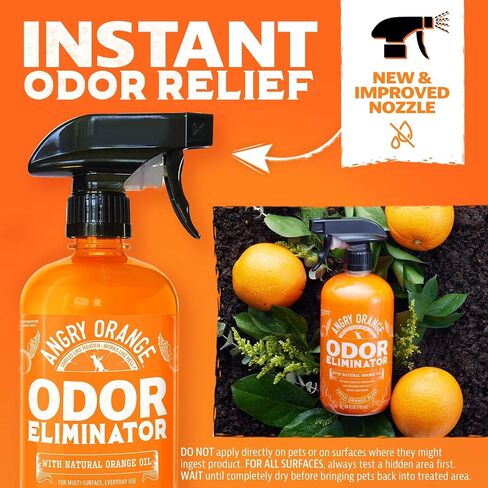 ANGRY ORANGE Dual Scent Pet Odor Eliminator – Citrus & Fresh Spray for Dog and Cat Urine, Carpet Stains, and Strong Smells in Kuwait