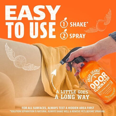 ANGRY ORANGE Dual Scent Pet Odor Eliminator – Citrus & Fresh Spray for Dog and Cat Urine, Carpet Stains, and Strong Smells in Kuwait
