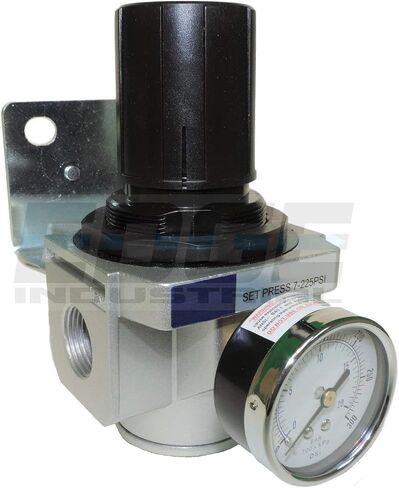 HEAVY DUTY IN-LINE COMPRESSED AIR PRESSURE REGULATOR FOR AIR COMPRESSOR, 7 TO 215 PSI ADJUSTABLE, HIGH FLOW RATE, WALL BRACKET AND GAUGE INCLUDED (3/4" NPT, 140 CFM) in Kuwait