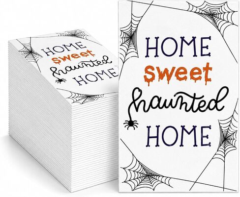 100 Halloween Guest Napkins for Bathroom Disposable Paper Towels 3 Ply Hand Towel Black Orange Purple Buffet Dinner Decorative Bath Home Party Napkin in Kuwait