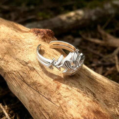 Bahamut Elven Queen Galadriel Nenya 925 Sterling Silver Flower Wedding Band Ring for Women Adjustable Open Rings Valentines Jewelry Gift in Saudi Arabia