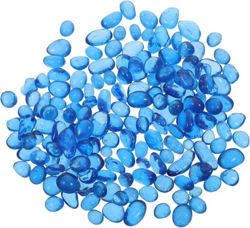Lb Small Decorative Marbles and Blue Glass Stones with Polished Texture and Smooth Edges, Colored Glass Beads for Plant Arrangement, Fish Tank Stone Decor, and Garden DIY Crafts in Saudi Arabia