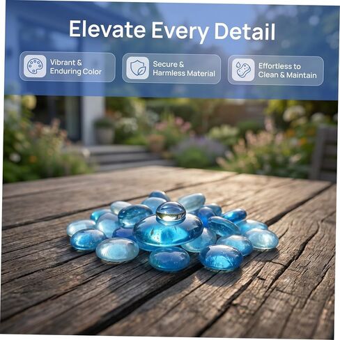 Lb Small Decorative Marbles and Blue Glass Stones with Polished Texture and Smooth Edges, Colored Glass Beads for Plant Arrangement, Fish Tank Stone Decor, and Garden DIY Crafts in Saudi Arabia