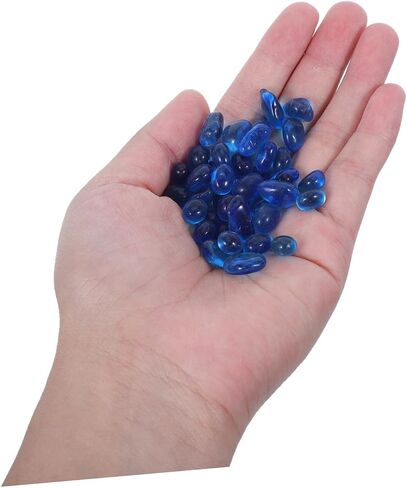 Lb Small Decorative Marbles and Blue Glass Stones with Polished Texture and Smooth Edges, Colored Glass Beads for Plant Arrangement, Fish Tank Stone Decor, and Garden DIY Crafts in Saudi Arabia