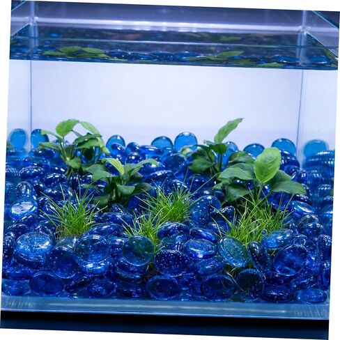 Lb Small Decorative Marbles and Blue Glass Stones with Polished Texture and Smooth Edges, Colored Glass Beads for Plant Arrangement, Fish Tank Stone Decor, and Garden DIY Crafts in Saudi Arabia