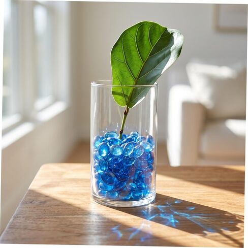 Lb Small Decorative Marbles and Blue Glass Stones with Polished Texture and Smooth Edges, Colored Glass Beads for Plant Arrangement, Fish Tank Stone Decor, and Garden DIY Crafts in Saudi Arabia