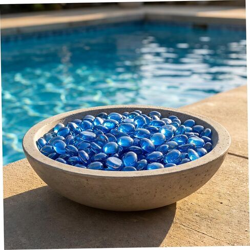 Lb Small Decorative Marbles and Blue Glass Stones with Polished Texture and Smooth Edges, Colored Glass Beads for Plant Arrangement, Fish Tank Stone Decor, and Garden DIY Crafts in Saudi Arabia
