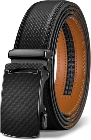 KEMISANT Belt Men, Sliding Ratchet Belt Genuine Leather For Gift Mens Dress Pants Oxfords,Size Adjustable in Kuwait