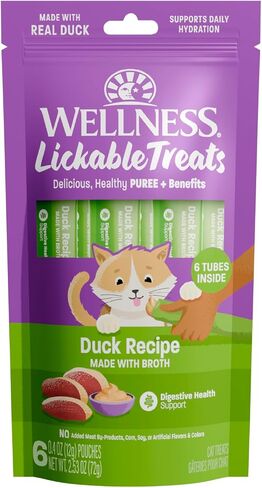 Wellness Lickable Soft Puree Cat Treats, All Lifestages, Kitten to Senior, Natural, Grain Free, Chicken Flavor, 0.4 oz, Pack of 6 Tubes in Kuwait