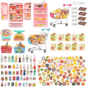 HKLMRO 150Pcs Miniature Food Drink Bottles Adults Dollhouse Soda Pop Cans Pretend Play Kitchen Cooking Game Party Accessories Toys Hamburger Cake Ice Cream Pizza Bread Tableware Doll House Landscape in Kuwait