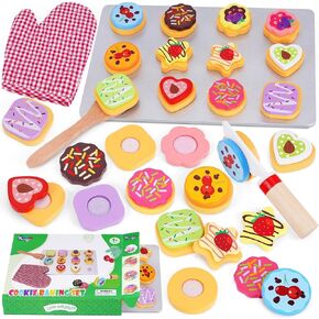 Slice and Bake Wooden Cookie Play Food Set for Kids Kitchen - Toy Food in Kuwait