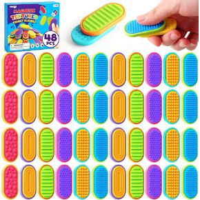 LESONG 48 Pack Sensory Fidget Toys for Kids Adults, Magnetic Fidget Sliders for Autism ADHD Stress Relief, Quiet Textured Silicone Desk Toys, Bulk Classroom Prizes Party Favors Calming Gifts in Kuwait