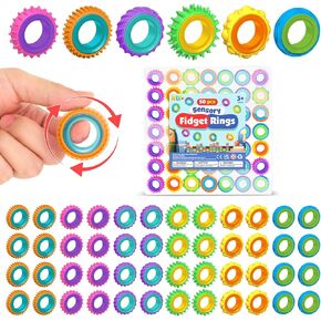 KLT Fidget Toys Bulk for Kids: 50 Pack Texture Spinner Rings - Bulk Fidgets for Students Classroom Prizes - Quiet Sensory for Autism Stress Relief - Goodie Bags Stuffers for Party Favors in Saudi Arabia