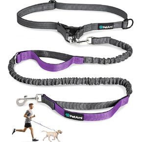 PetAmi Hands-Free Dog Leash for Walking, Running & Hiking, Heavy Duty Bungee Waist Leash with Dual Padded Handles, Adjustable Reflective Belt for Small, Medium & Large Dogs up to 150 lbs, Sea Blue in Kuwait