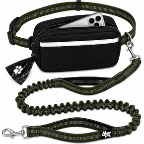Race&Herd Hands Free Dog Leash with Zip Pouch — Bungee Waist Belt (Onyx) in Saudi Arabia