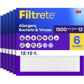 Filtrete 14x14x1 Air Filter, MPR 1500, MERV 12, Healthy Living Ultra-Allergen 3-Month Pleated 1-Inch Air Filters, 6 Filters in Kuwait