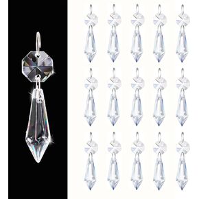 Premium Clear Crystal Glass Drops 3.1" -Multi Purpose Bluk Crystal Beads Hanging Prisms for Holiday Party/Home/Window Decoration/Chandelier Replacement Parts (L-50pcs) in Kuwait