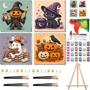 4 Pack Halloween Paint by Numbers Kit for Kids, with Frame, 7.8x7.8 inch in Kuwait