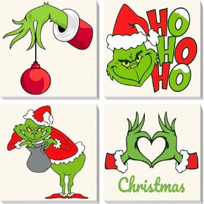MjhRcll 4 Pack Framed Christmas Paint by Numbers Kit for Kid Beginners,Easy Cartoon Paint by Number Kits for Kid Ages 6-8-10-12,DIY Acrylic Painting Drawing Art Crafts for Holiday Gifts 8X8 Inch. in Saudi Arabia