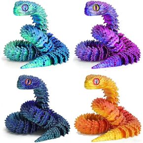 Ivrmtal 12PCS 3D Printed Snake Toys, 12in Flexible 3D Printed Animals for Easter Eggs Filled Easter Basket Stuffers Essentials 3D Snake Fidget Toys for ADHD Stress Relief Christmas Home Desk Decor in Kuwait