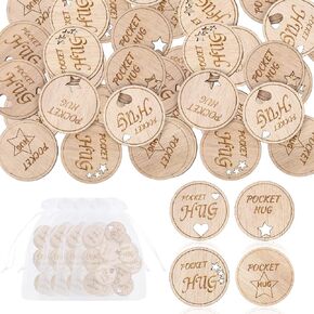 200 Pcs Wooden Pocket Hug Token with 4 Pcs Organza Bags Pocket Hug Bulk Remembrance Little Heart Star Round Pocket Hug Keepsake for Family Birthday Celebration of Life Funeral Love Gifts in Saudi Arabia