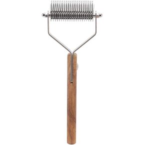 Pet Undercoat Rake Knot Removal Brush Double Row Wood Handle Dog Cat Deshedding and Grooming Tool in Kuwait