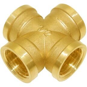 Joywayus Brass 1/8" NPT Female 4-Way Pipe Fitting Adapter Tube Coupler Connector Water Gas Oil (Pack of 2) in Kuwait