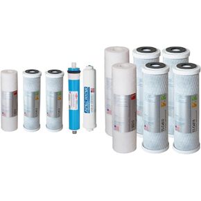 APEC Water Systems FILTER-MAX90-38 مجموعة بديلة كاملة 90 GPD من سلسلة Ultimate Series لنظام تصفية المياه بالتناضح العكسي مع توزيع سريع لأنابيب 3/8 بوصة، باللون الأبيض in Kuwait
