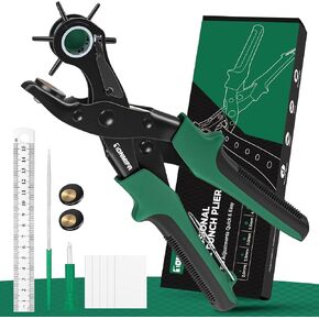 Professional Leather Hole Punch Plier - Tonmifr Heavy Duty 6 Sizes Belt & Watch Band Hole Puncher Tool, Leather Craft Tool for Belts, Handbags, Straps, Precision Ground Punches with Non-Slip Grips in Kuwait