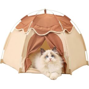 Gigreinc Cat Tent for Indoor, Indoor Dog House,Kitten Tent Suitable for Samll Dogs,Pet Cute Cave Nest Dog Houses(Beige, Medium) in Kuwait