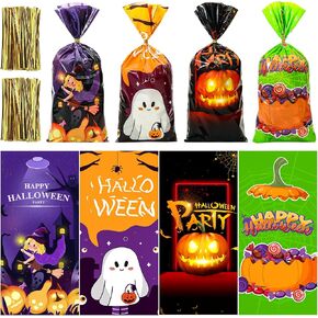 GoClimber 120 PCS Halloween Treat Bags with Twist Ties - Halloween Candy Bags for Party Favors & Trick or Treat in Kuwait