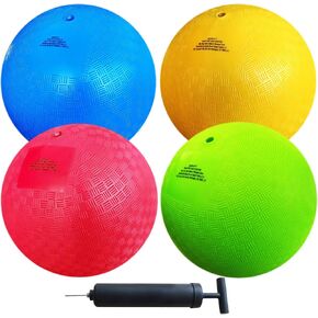 AppleRound 4-Pack of 5 Inch Small Playground Balls for Toddlers Kids with Air Pump - Kickball, Handball for Outdoor Kindergarten Preschool Games in Kuwait