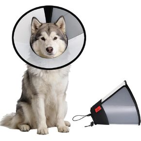 Plastic Dog Recovery Cone Collar, Soft Comfortable Breathable Post-Surgery Pet Cone, Escape-Proof, Easy Clean, Prevents Licking Wounds, Waterproof & Adjustable L (Neck 14.1"-18.1") in Saudi Arabia