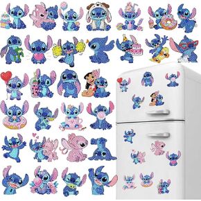 nekpiahu 30 Pcs Diamond Painting Magnets Watercolor Diamond Art Magnet Kits for Adults 5D Rhinestone Refrigerator Magnetic Sticker for DIY Crafts Fridge Gifts in Kuwait