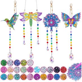 WethCorp Diamond Painting Arts and Crafts for Kids Ages 8-12,Birthday Gifts for 6 7 8 9 10-12 Year Old Girls Diamond Art Kits for Adults Teen Girl Gifts Trendy Stuff Wind Chimes Home Decor (4 PCS) in Kuwait