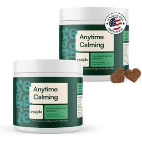 Reggie Anytime Calming Chews for Dogs | Dog Anxiety Relief with L-Theanine & Magnolia Barks | Dog Calming Treats for Separation Anxiety, Thunderstorms, Travel & Stress | 60 Soft Chews in Saudi Arabia