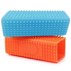 2 Pieces Pet Dog Cat Hair Remover, Block Roller Cleaner, Hollow Silicone Cleaner Brush for Sofa, Car Interiors, Furnishings, Carpets, Bedding or Any Fabric (Orange, Blue) in Saudi Arabia