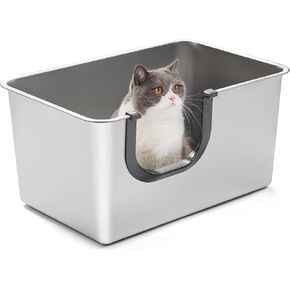 Yangbaga XXL High Sided Stainless Steel Litter Box for Cats in Kuwait