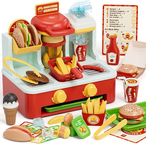 Lehoo Castle Play Food Set for Kids Kitchen, Fast Food Restaurant Playset in Kuwait