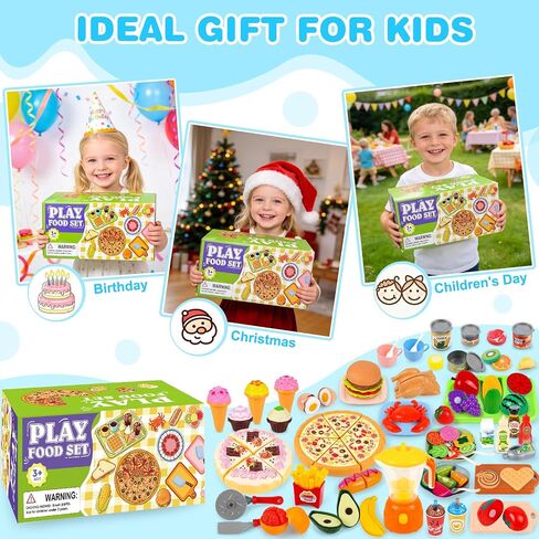 FUSPWEAO 123Pcs Cutting Play Food Set, Picnic Carry Bag for Kids Ages 3-8 in Saudi Arabia