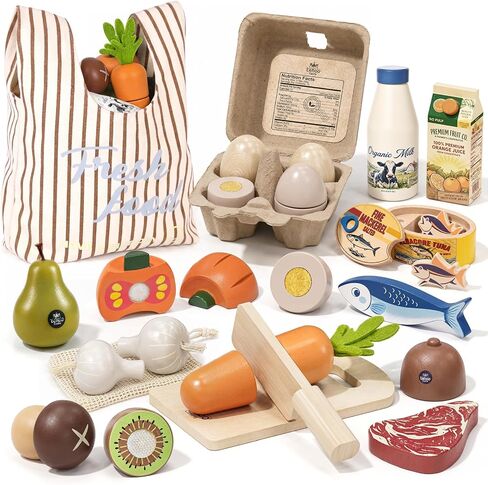 Lehoo Castle Wooden Play Food, Pretend Play Kitchen Accessories Toys in Kuwait