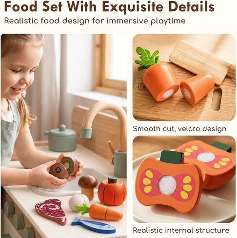 Lehoo Castle Wooden Play Food, Pretend Play Kitchen Accessories Toys in Kuwait