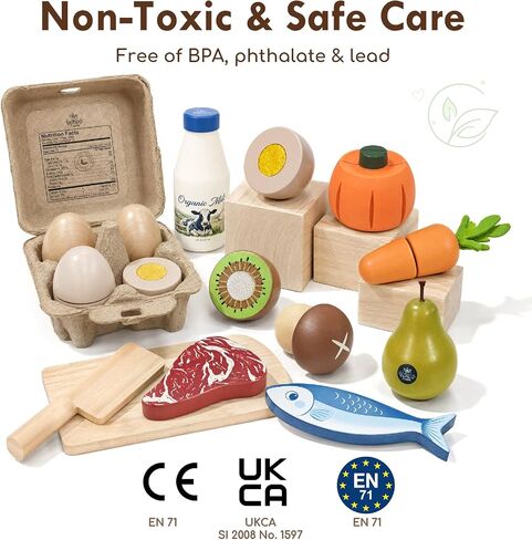 Lehoo Castle Wooden Play Food, Pretend Play Kitchen Accessories Toys in Kuwait